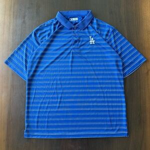 LA Dodgers Royal Blue Striped Polo Shirt